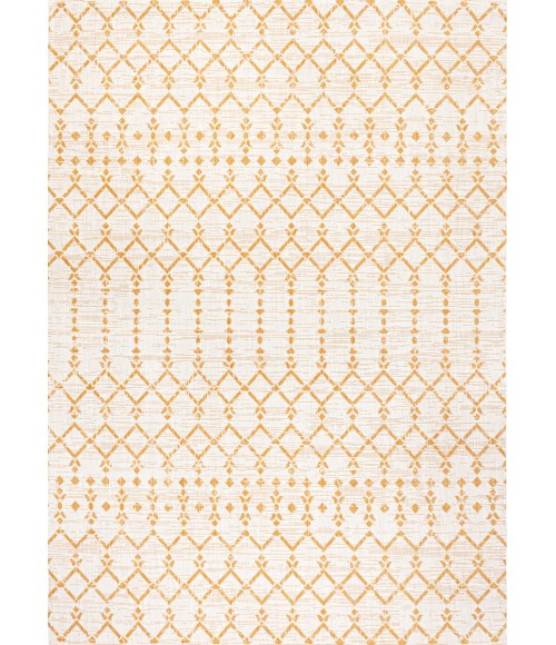 SANTA MONICA Area Rug Ourika Moroccan Geometric Textured Weave Cream/Yellow 9 ft. x 12 ft. Indoor/Outdoor Area Rug