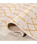 SANTA MONICA Area Rug Ourika Moroccan Geometric Textured Weave Cream/Yellow 2 ft. x 10 ft. Indoor/Outdoor Runner Rug