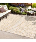 SANTA MONICA Area Rug Ourika Moroccan Geometric Textured Weave Cream/Yellow 9 ft. x 12 ft. Indoor/Outdoor Area Rug