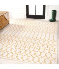 SANTA MONICA Area Rug Ourika Moroccan Geometric Textured Weave Cream/Yellow 9 ft. x 12 ft. Indoor/Outdoor Area Rug