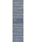 SANTA MONICA Area Rug Ourika Moroccan Geometric Textured Weave Navy/Beige 2 ft. x 10 ft. Indoor/Outdoor Runner Rug