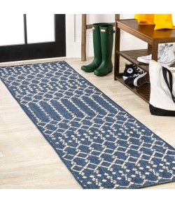 Jonathany Santa Monica SMB108K Navy/Beige Area Rug 2 ft. 2 in. X 10 ft. Runner