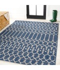 SANTA MONICA Area Rug Ourika Moroccan Geometric Textured Weave Navy/Beige 9 ft. x 12 ft. Indoor/Outdoor Area Rug
