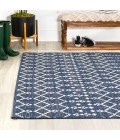 SANTA MONICA Area Rug Ourika Moroccan Geometric Textured Weave Navy/Beige 9 ft. x 12 ft. Indoor/Outdoor Area Rug