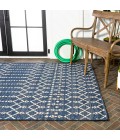 SANTA MONICA Area Rug Ourika Moroccan Geometric Textured Weave Navy/Beige 9 ft. x 12 ft. Indoor/Outdoor Area Rug