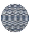Ourika Moroccan Geometric Textured Weave Navy/Beige 5' Round Indoor/Outdoor Area Rug