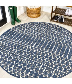 Jonathany Santa Monica SMB108K Navy/Beige Area Rug 5 ft. 3 in. X 5 ft. 3 in. Round