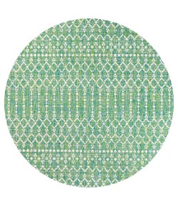 Jonathany Santa Monica SMB108L Ivory/Green Area Rug 5 ft. 3 in. X 5 ft. 3 in. Round