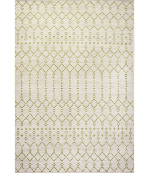 SANTA MONICA Area Rug Ourika Moroccan Geometric Textured Weave Cream/Green 3 ft. x 5 ft. Indoor/Outdoor Area Rug