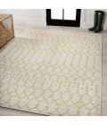 SANTA MONICA Area Rug Ourika Moroccan Geometric Textured Weave Cream/Green 3 ft. x 5 ft. Indoor/Outdoor Area Rug