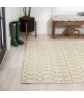 SANTA MONICA Area Rug Ourika Moroccan Geometric Textured Weave Cream/Green 3 ft. x 5 ft. Indoor/Outdoor Area Rug