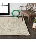 SANTA MONICA Area Rug Ourika Moroccan Geometric Textured Weave Cream/Green 3 ft. x 5 ft. Indoor/Outdoor Area Rug