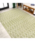 SANTA MONICA Area Rug Ourika Moroccan Geometric Textured Weave Light Green/Cream 8 ft. x 10 ft. Indoor/Outdoor Area Rug