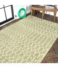 SANTA MONICA Area Rug Ourika Moroccan Geometric Textured Weave Light Green/Cream 8 ft. x 10 ft. Indoor/Outdoor Area Rug