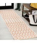 SANTA MONICA Area Rug Ourika Moroccan Geometric Textured Weave Cream/Orange 2 ft. x 8 ft. Indoor/Outdoor Runner Rug