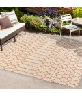 SANTA MONICA Area Rug Ourika Moroccan Geometric Textured Weave Cream/Orange 3 ft. x 5 ft. Indoor/Outdoor Area Rug