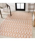 SANTA MONICA Area Rug Ourika Moroccan Geometric Textured Weave Cream/Orange 3 ft. x 5 ft. Indoor/Outdoor Area Rug