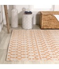 SANTA MONICA Area Rug Ourika Moroccan Geometric Textured Weave Cream/Orange 3 ft. x 5 ft. Indoor/Outdoor Area Rug