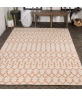 SANTA MONICA Area Rug Ourika Moroccan Geometric Textured Weave Cream/Orange 3 ft. x 5 ft. Indoor/Outdoor Area Rug