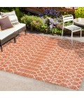 SANTA MONICA Area Rug Ourika Moroccan Geometric Textured Weave Orange/Cream 5 ft. x 8 ft. Indoor/Outdoor Area Rug