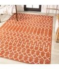 SANTA MONICA Area Rug Ourika Moroccan Geometric Textured Weave Orange/Cream 5 ft. x 8 ft. Indoor/Outdoor Area Rug