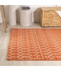 SANTA MONICA Area Rug Ourika Moroccan Geometric Textured Weave Orange/Cream 5 ft. x 8 ft. Indoor/Outdoor Area Rug