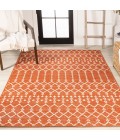 SANTA MONICA Area Rug Ourika Moroccan Geometric Textured Weave Orange/Cream 5 ft. x 8 ft. Indoor/Outdoor Area Rug