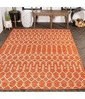 SANTA MONICA Area Rug Ourika Moroccan Geometric Textured Weave Orange/Cream 5 ft. x 8 ft. Indoor/Outdoor Area Rug
