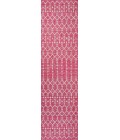 SANTA MONICA Area Rug Ourika Moroccan Geometric Textured Weave Fuchsia/Light Gray 2 ft. x 8 ft. Indoor/Outdoor Runner Rug
