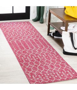 Jonathany Santa Monica SMB108Q Fuchsia/Light Gray Area Rug 2 ft. 2 in. X 8 ft. Runner