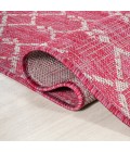 Ourika Moroccan Geometric Textured Weave Fuchsia/Light Gray 5' Round Indoor/Outdoor Area Rug