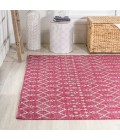 SANTA MONICA Area Rug Ourika Moroccan Geometric Textured Weave Fuchsia/Light Gray 4 ft. x 6 ft. Indoor/Outdoor Area Rug
