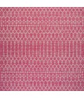 SANTA MONICA Area Rug Ourika Moroccan Geometric Textured Weave Fuchsia/Light Gray 5' Square Indoor/Outdoor Area Rug