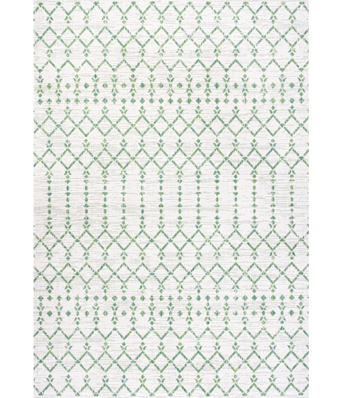 Ourika Moroccan Geometric Textured Weave Green/Ivory 3 ft. x 5 ft. Indoor/Outdoor Area Rug