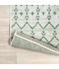 SANTA MONICA Area Rug Ourika Moroccan Geometric Textured Weave Green/Ivory 5' Round Indoor/Outdoor Area Rug