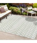 Ourika Moroccan Geometric Textured Weave Green/Ivory 3 ft. x 5 ft. Indoor/Outdoor Area Rug