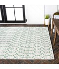 Ourika Moroccan Geometric Textured Weave Green/Ivory 3 ft. x 5 ft. Indoor/Outdoor Area Rug
