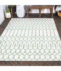 Ourika Moroccan Geometric Textured Weave Green/Ivory 3 ft. x 5 ft. Indoor/Outdoor Area Rug