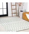 Ourika Moroccan Geometric Textured Weave Green/Ivory 3 ft. x 5 ft. Indoor/Outdoor Area Rug