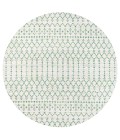 SANTA MONICA Area Rug Ourika Moroccan Geometric Textured Weave Green/Ivory 5' Round Indoor/Outdoor Area Rug