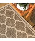 SANTA MONICA Area Rug Trebol Moroccan Trellis Textured Weave Brown/Beige 5' Square Indoor/Outdoor Area Rug