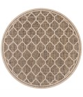 SANTA MONICA Area Rug Trebol Moroccan Trellis Textured Weave Brown/Beige 5' Round Indoor/Outdoor Area Rug