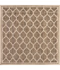 SANTA MONICA Area Rug Trebol Moroccan Trellis Textured Weave Brown/Beige 5' Square Indoor/Outdoor Area Rug