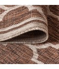SANTA MONICA Area Rug Trebol Moroccan Trellis Textured Weave Espresso/Taupe 5' Round Indoor/Outdoor Area Rug