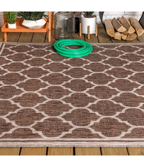 Trebol Moroccan Trellis Textured Weave Espresso/Taupe 4 ft. x 6 ft. Indoor/Outdoor Area Rug