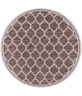 SANTA MONICA Area Rug Trebol Moroccan Trellis Textured Weave Espresso/Taupe 5' Round Indoor/Outdoor Area Rug