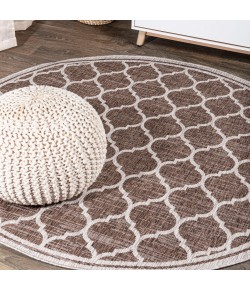 Jonathany Santa Monica SMB109B Espresso/Taupe Area Rug 5 ft. 3 in. X 5 ft. 3 in. Round