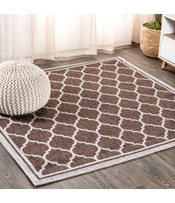 Jonathany Santa Monica SMB109B Espresso/Taupe Area Rug 5 ft. 3 in. X 5 ft. 3 in. Square