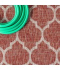 SANTA MONICA Area Rug Trebol Moroccan Trellis Textured Weave Red/Beige 2 ft. x 10 ft. Indoor/Outdoor Runner Rug