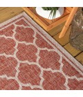 SANTA MONICA Area Rug Trebol Moroccan Trellis Textured Weave Red/Beige 2 ft. x 10 ft. Indoor/Outdoor Runner Rug